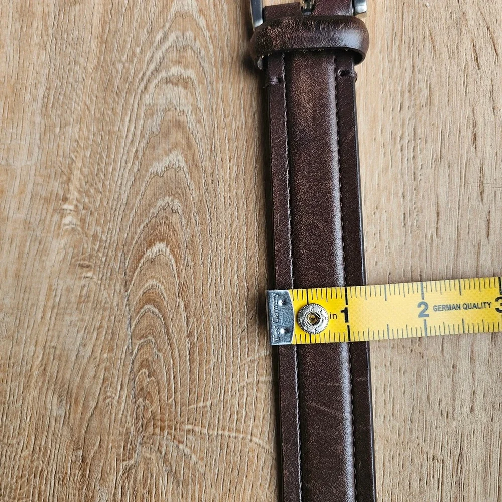 Cole Haan Brown Leather Belt Mens Size 34 Silver Buckle Classic Business Minimal